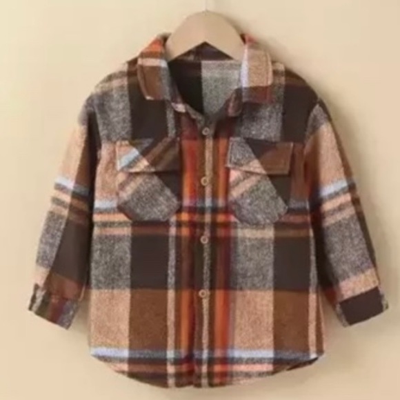 Brushed button down plaid flannel shirt unisex - Picture 5 of 5